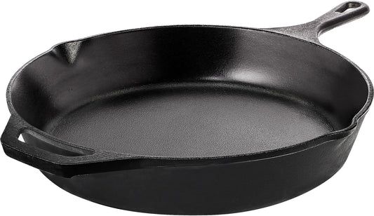 Utopia Kitchen Saute Fry Pan - Chefs Pan, Pre-Seasoned Cast Iron Skillet - Frying Pan 12 Inch - Safe Grill Cookware for Indoor & Outdoor Use - Cast Iron Pan (Black)