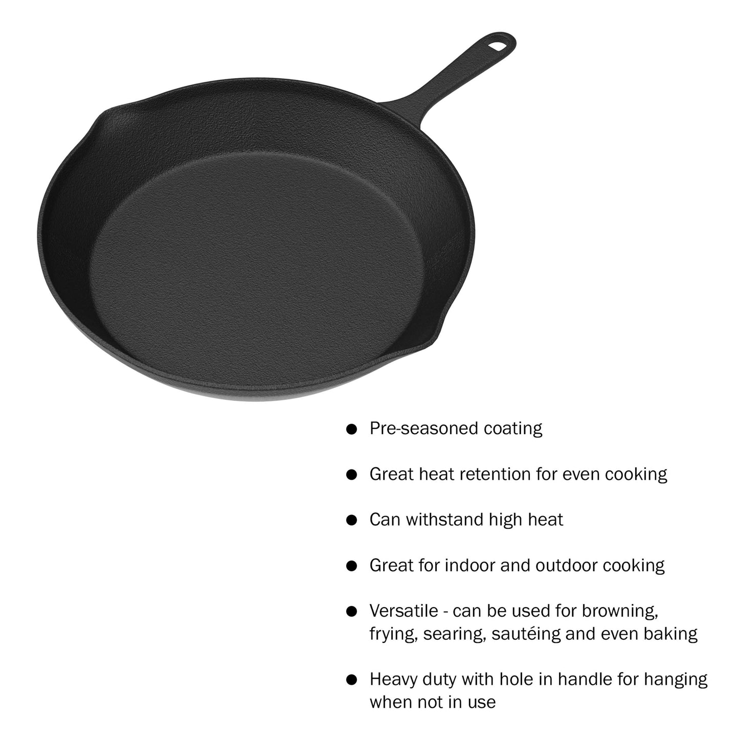 Cast Iron Pizza Pan - 14-Inch Baking Pan for Oven, Stovetop, Grill, or Campfires - Durable, Even-Heating, Versatile Cast Iron Griddle by Home-Complete