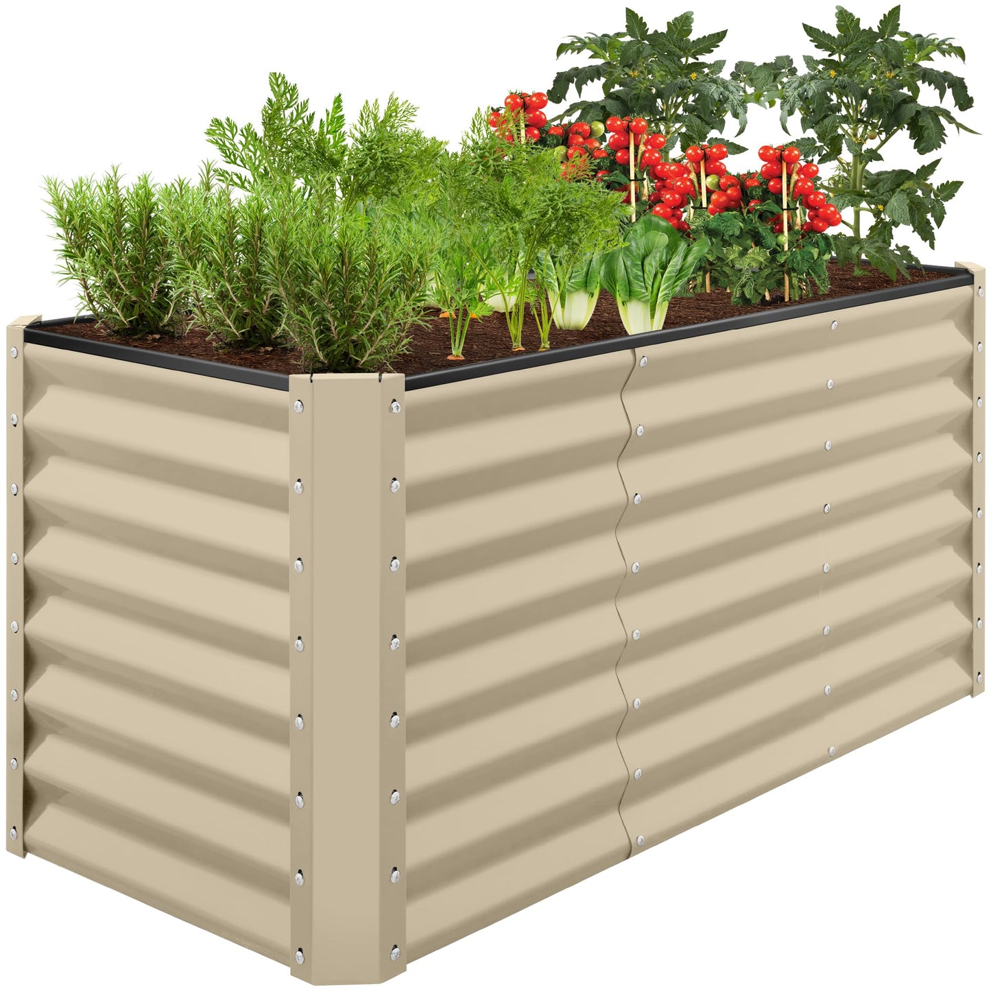 Best Choice Products 8x4x2ft Outdoor Metal Raised Garden Bed, Deep Root Planter Box for Vegetables, Flowers, Herbs, and Succulents w/ 478 Gallon Capacity - Gray