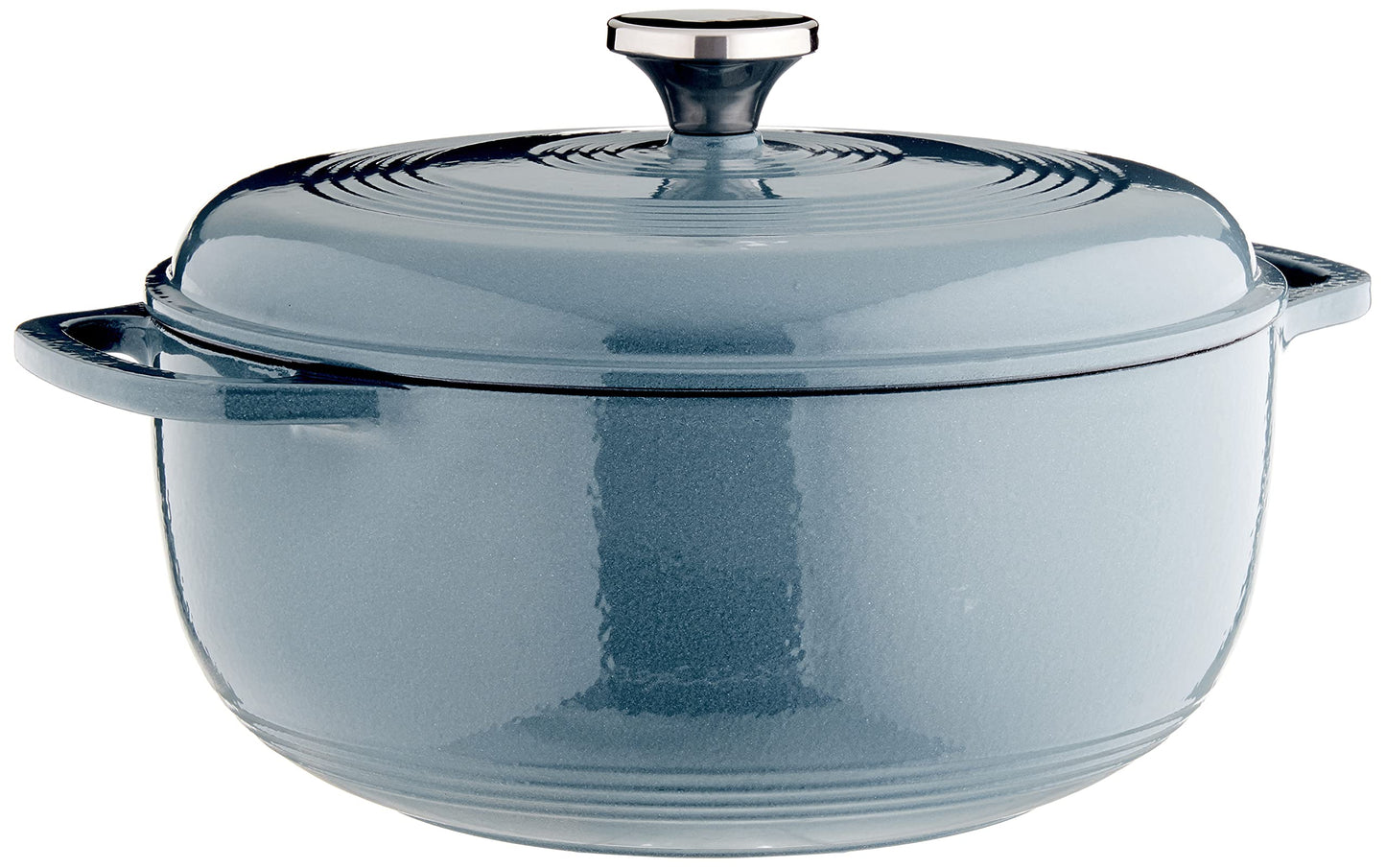 Lodge 6 Quart Enameled Cast Iron Dutch Oven with Lid – Dual Handles – Oven Safe up to 500° F or on Stovetop - Use to Marinate, Cook, Bake, Refrigerate and Serve – Blue