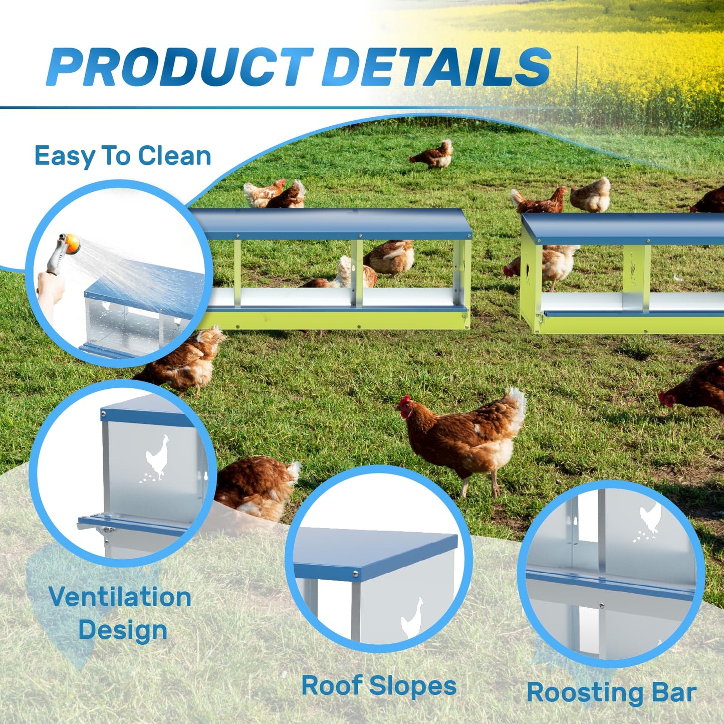 Chicken Nesting Box 8 Compartments Laying Boxes for Chicken Hens Ducks Poultry Protect Eggs Chicken Coop Easy Egg Collection Wall Mount Metal Nest Box for Chicken Coop