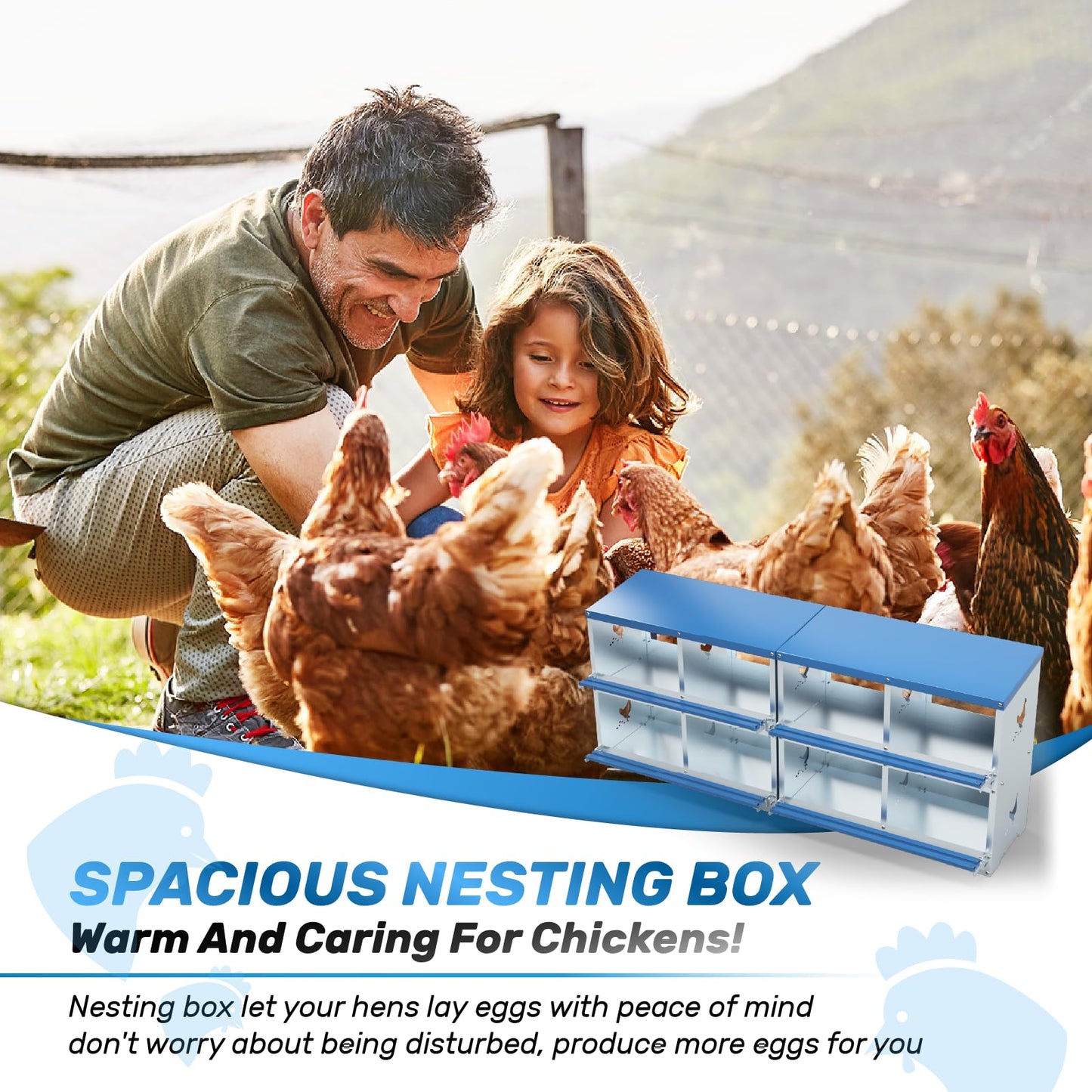 Chicken Nesting Box 8 Compartments Laying Boxes for Chicken Hens Ducks Poultry Protect Eggs Chicken Coop Easy Egg Collection Wall Mount Metal Nest Box for Chicken Coop