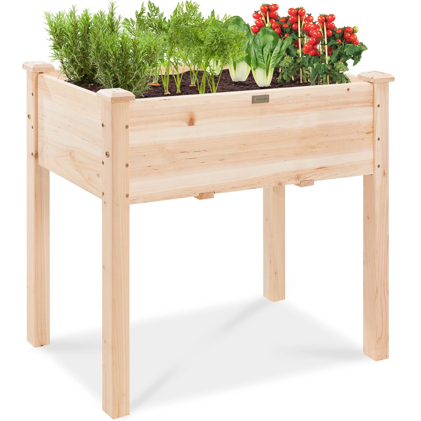 Best Choice Products 48x24x30in Raised Garden Bed, Elevated Wood Planter Box Stand for Backyard, Patio, Balcony w/Bed Liner, 200lb Capacity - Natural