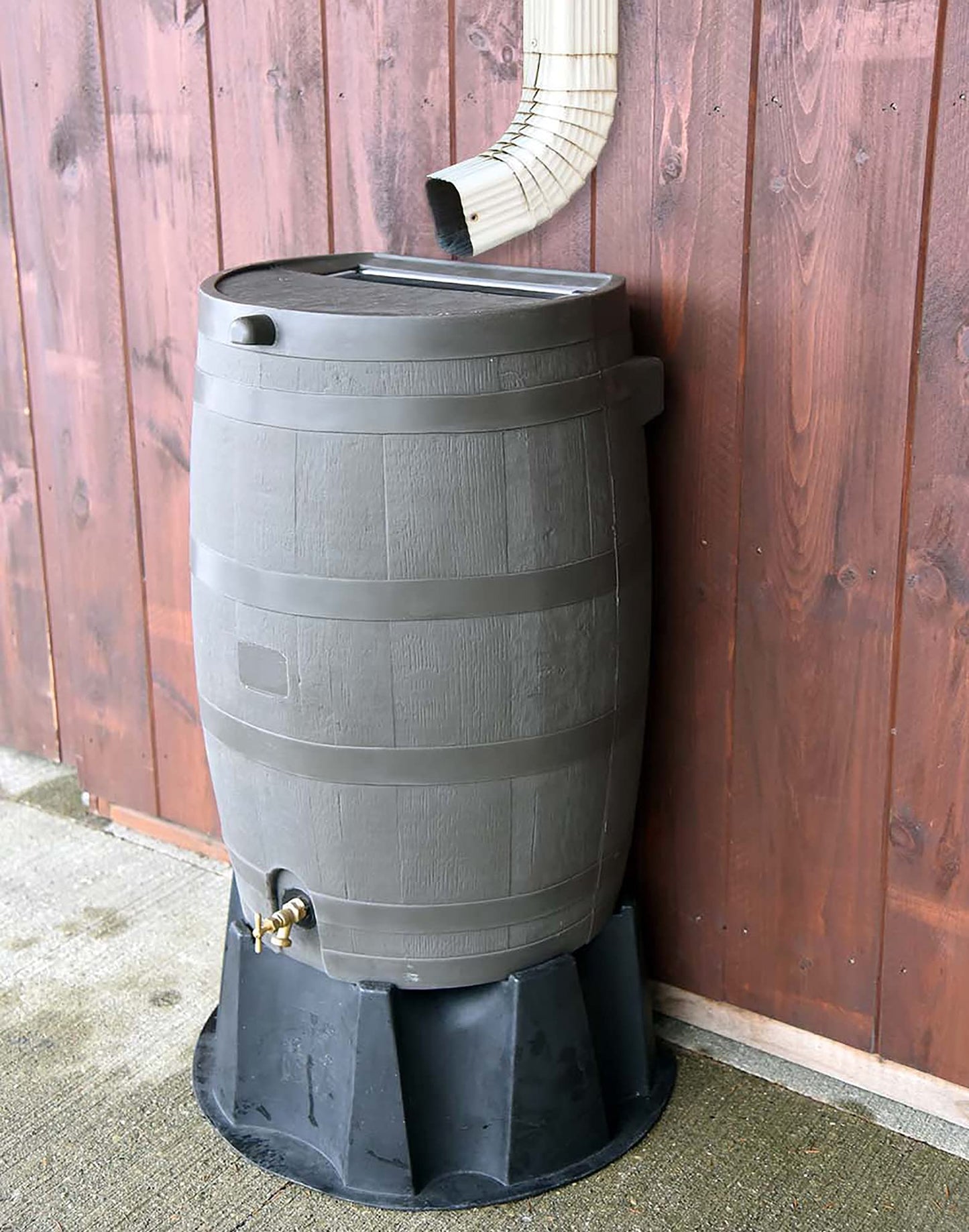 50-Gallon Rain Water Collection Barrel with Brass Spigot, Brown