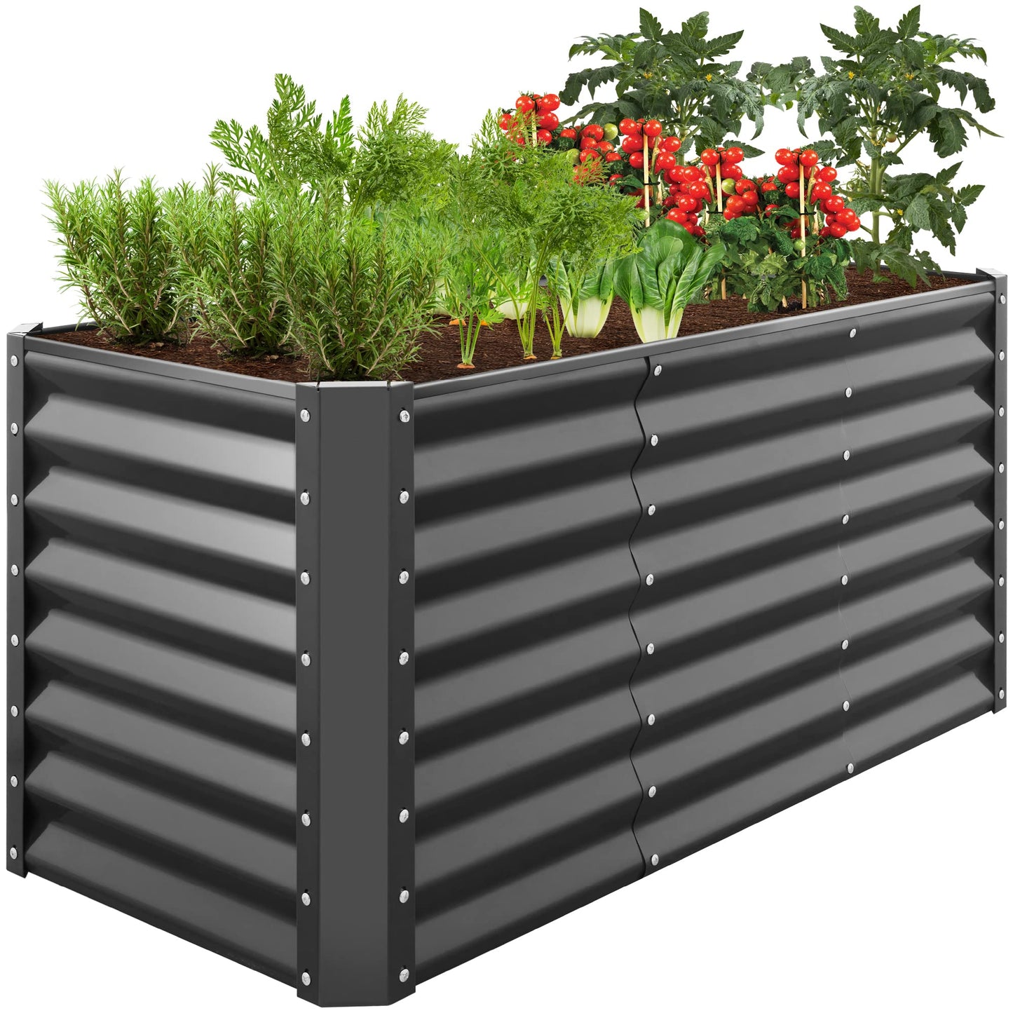 Best Choice Products 8x4x2ft Outdoor Metal Raised Garden Bed, Deep Root Planter Box for Vegetables, Flowers, Herbs, and Succulents w/ 478 Gallon Capacity - Gray