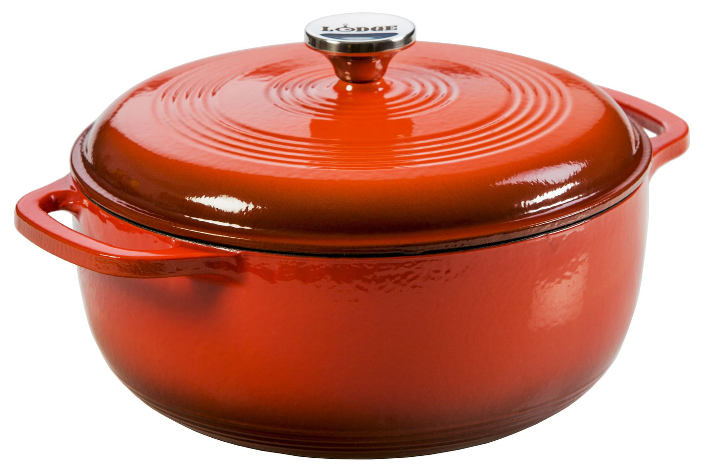 Lodge 6 Quart Enameled Cast Iron Dutch Oven with Lid – Dual Handles – Oven Safe up to 500° F or on Stovetop - Use to Marinate, Cook, Bake, Refrigerate and Serve – Blue