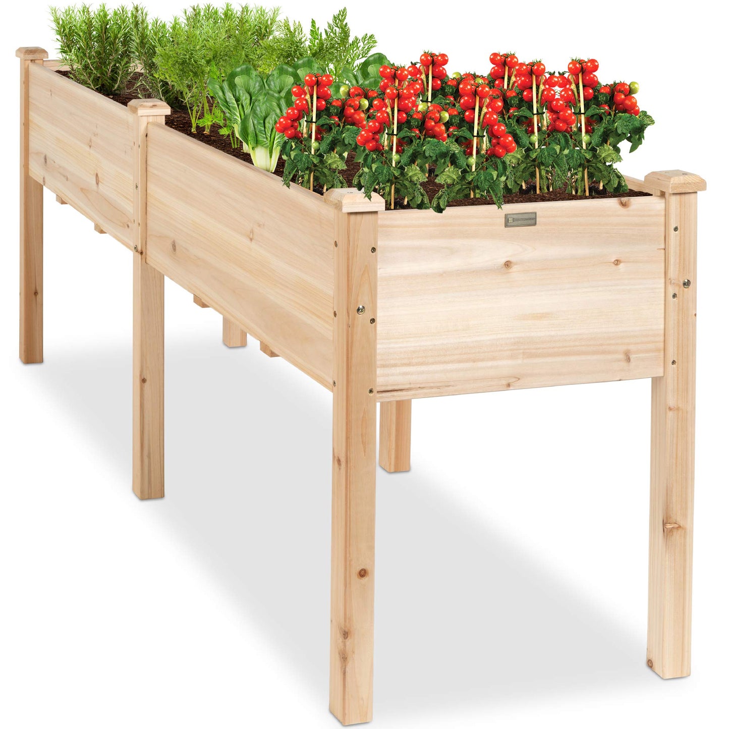 Best Choice Products 48x24x30in Raised Garden Bed, Elevated Wood Planter Box Stand for Backyard, Patio, Balcony w/Bed Liner, 200lb Capacity - Natural