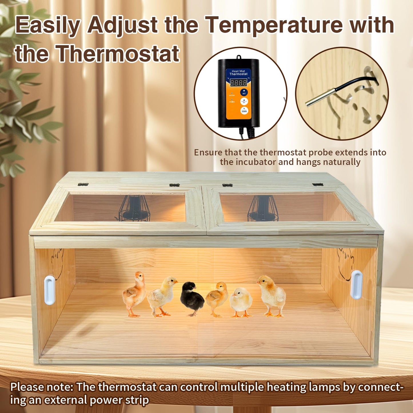 25-Piece Large Chicken Brooder Box Kit, All-in-One Kit Brooder Box, Drawer Manure Separation, Up to 35 Chicks Capacity, Brooder for Chicks, Ducks, Quails, Hamsters, Pattern C, 32" L x 16" W x 16" H