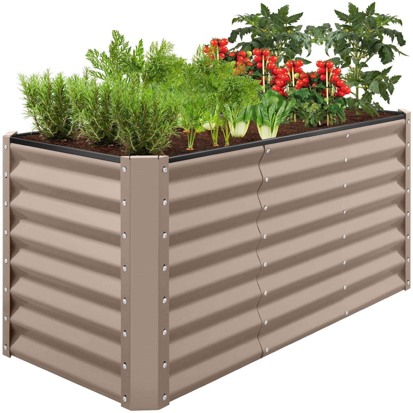 Best Choice Products 8x4x2ft Outdoor Metal Raised Garden Bed, Deep Root Planter Box for Vegetables, Flowers, Herbs, and Succulents w/ 478 Gallon Capacity - Gray