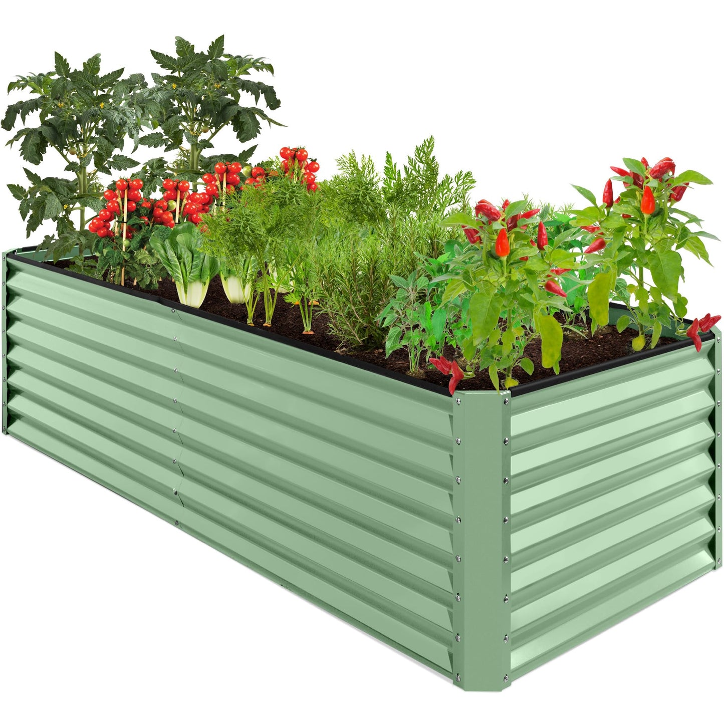 Best Choice Products 8x4x2ft Outdoor Metal Raised Garden Bed, Deep Root Planter Box for Vegetables, Flowers, Herbs, and Succulents w/ 478 Gallon Capacity - Gray