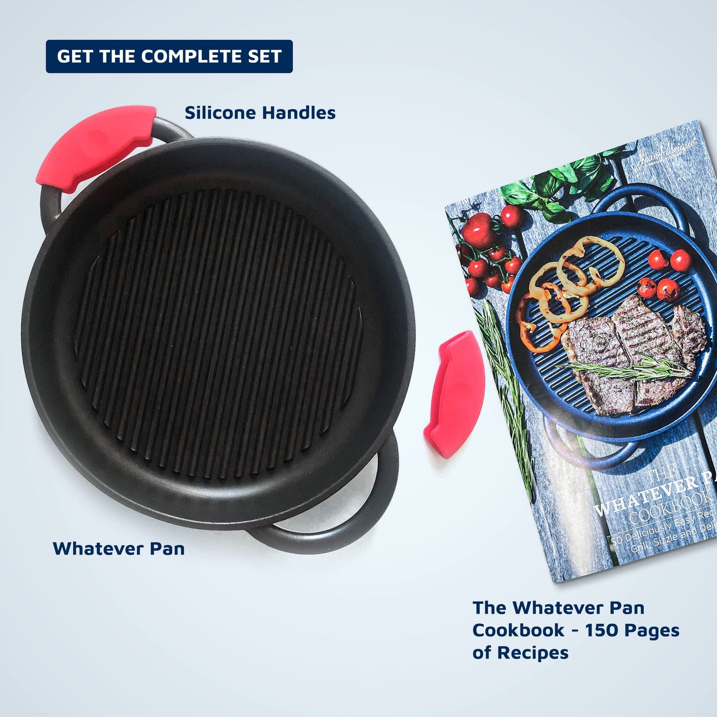 The Whatever Pan Cast Aluminum Griddle Pan for Stove Top - Lighter than Cast Iron Skillet Pancake Griddle with Lid - Nonstick Stove Top Grill 10.6" Diameter by Jean Patrique