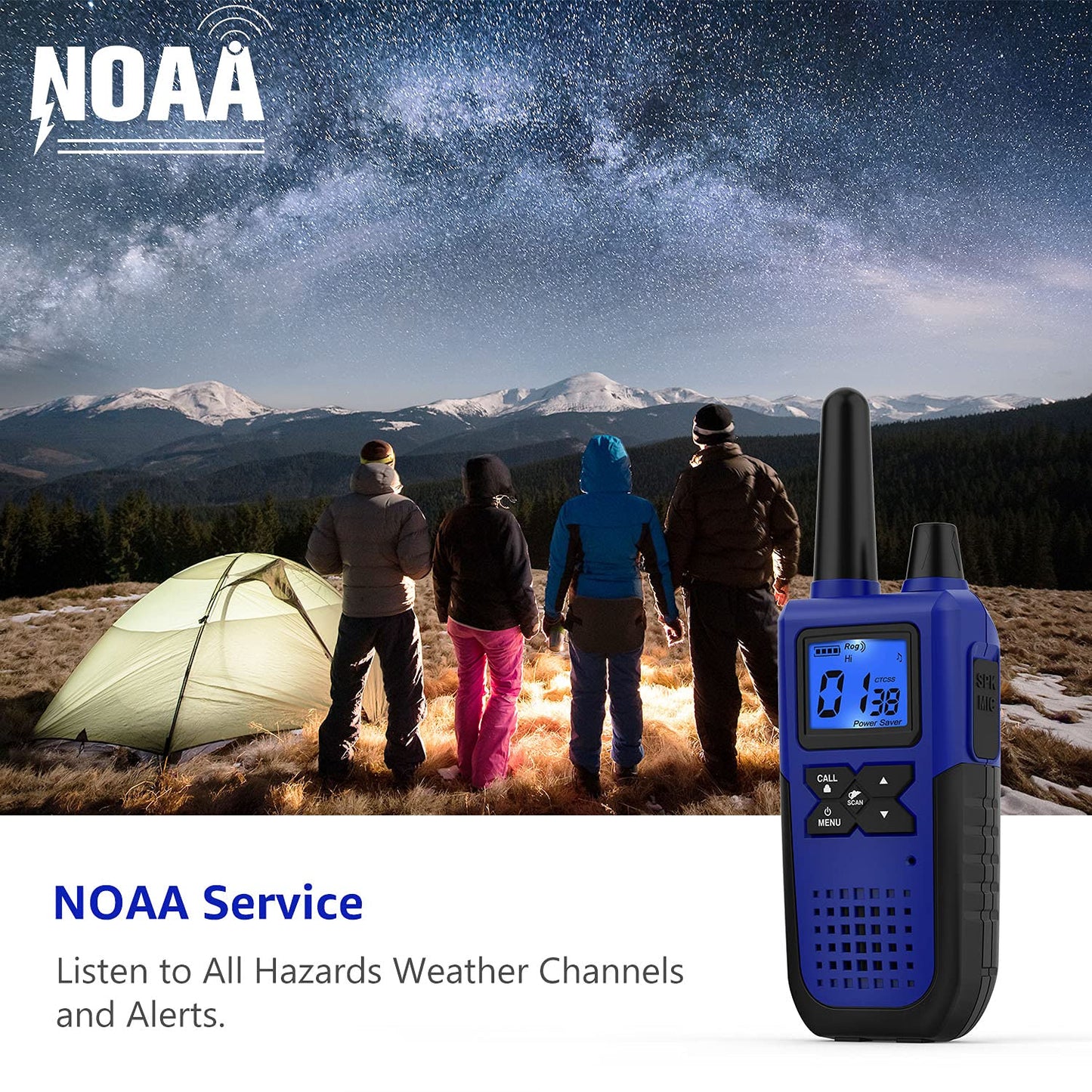 Walkie Talkies Long Range for Adults Rechargeable with Earpiece NOAA Weather Alert, Multi-purpose 2 Way Radio 4 Pack for Team Work Senior Care Kid Adventure Family Camping Hiking Skiing Cruise