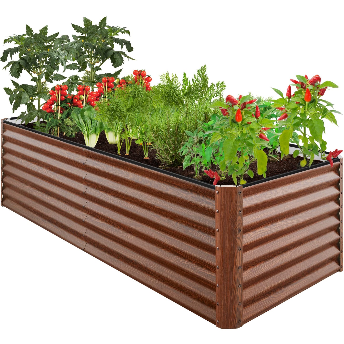 Best Choice Products 8x4x2ft Outdoor Metal Raised Garden Bed, Deep Root Planter Box for Vegetables, Flowers, Herbs, and Succulents w/ 478 Gallon Capacity - Gray