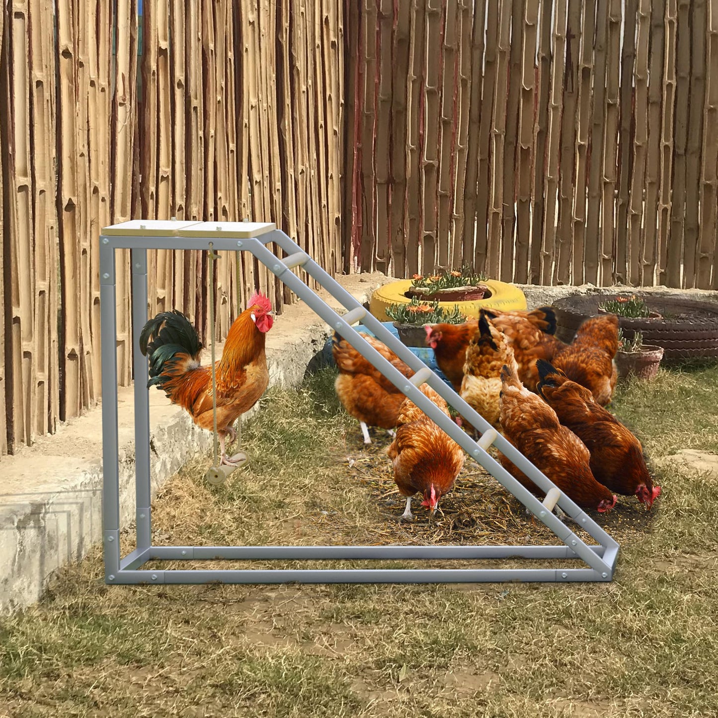 Chicken Coop Roosting Perch Essentials：Perfect for Backyard Poultry, Easy Installation &,Farm Roost Toys for Chickens (55' L x 40' W)