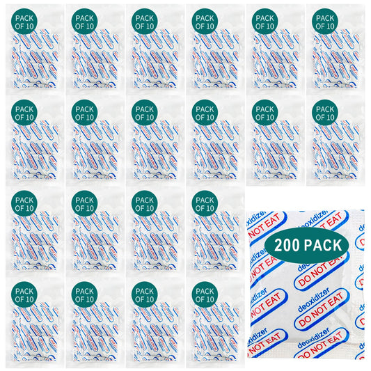 200 Packs 500CC Food Grade Oxygen Absorbers (10 Packs x 1 Vacuum Bag) Oxygen Absorbers for Food Storage, Oxygen Packet for Long Term Food Storage - O2 Absorbers for Food Grade