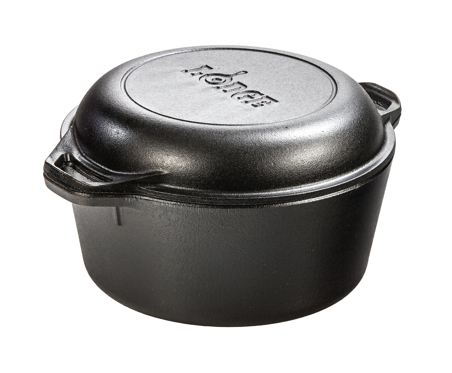 Lodge Pre-Seasoned Cast Iron Double Dutch Oven With Loop Handles, 5 qt