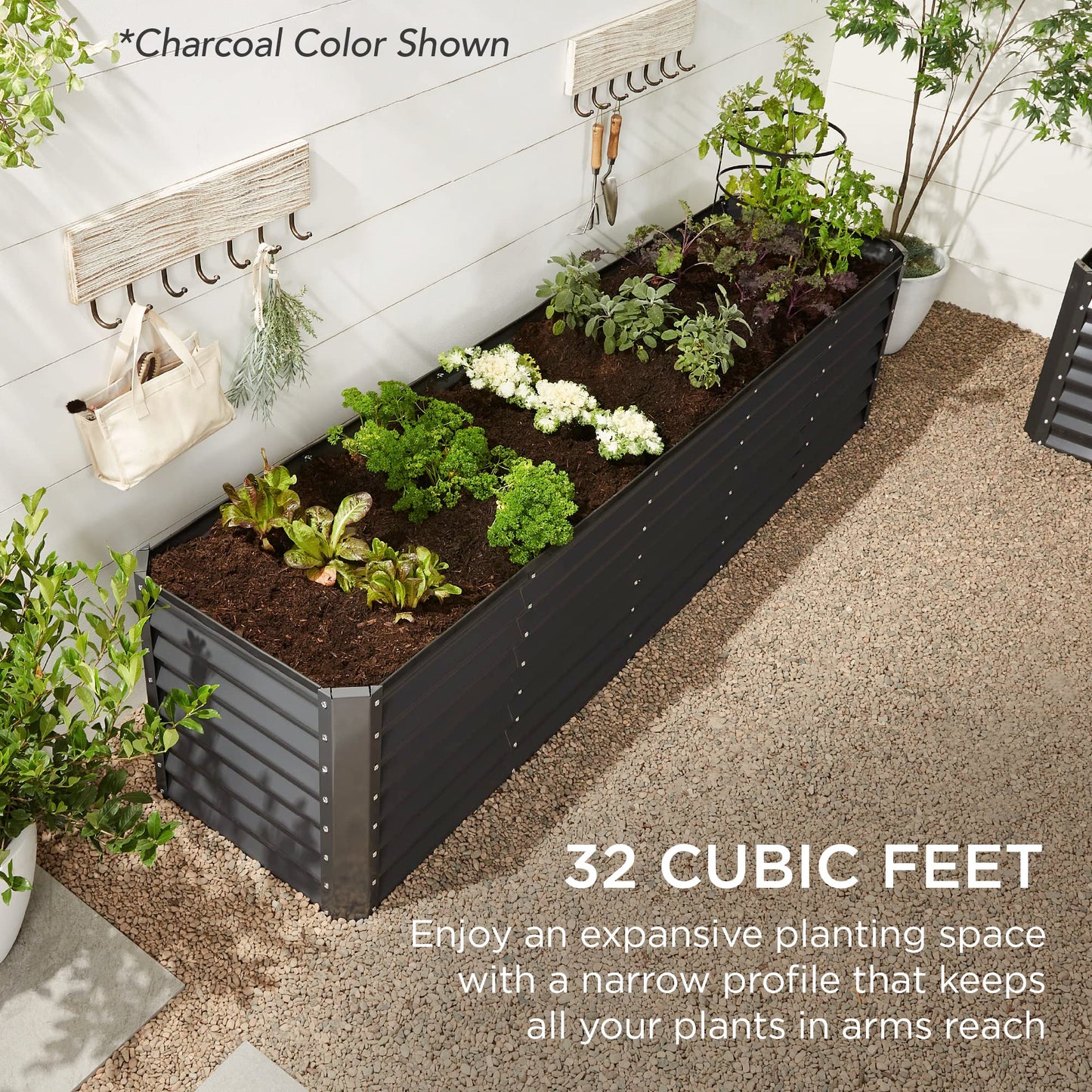 Best Choice Products 8x4x2ft Outdoor Metal Raised Garden Bed, Deep Root Planter Box for Vegetables, Flowers, Herbs, and Succulents w/ 478 Gallon Capacity - Gray