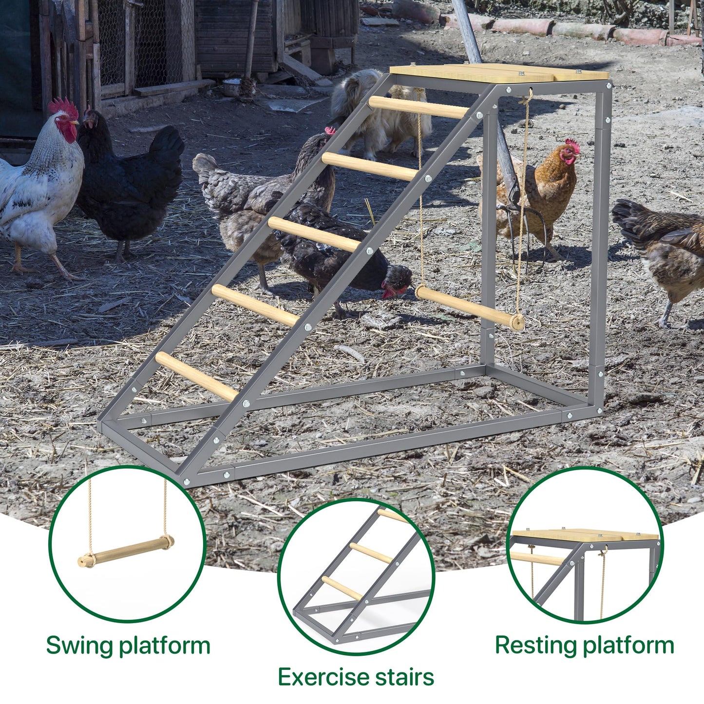 Chicken Coop Roosting Perch Essentials：Perfect for Backyard Poultry, Easy Installation &,Farm Roost Toys for Chickens (55' L x 40' W)