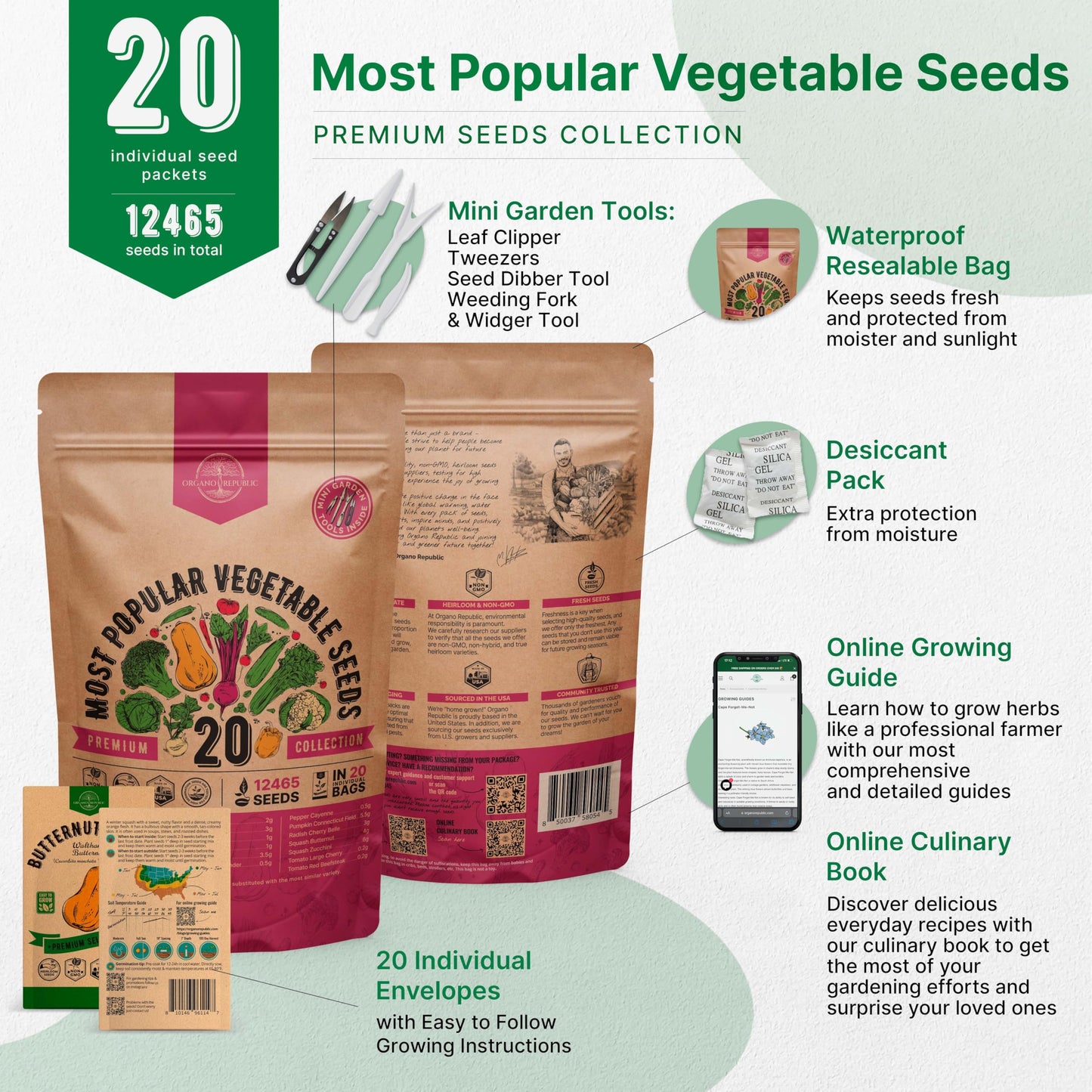 55 Vegetable Seeds Variety Pack - 35,600+ Non-GMO Heirloom Seeds for Planting Vegetables and Fruits in Individual Seed Packets, Home Survival Garden Seeds for Hydroponic, Indoor and Outdoors Gardening